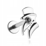 Titano labret auskaras "doktor Plagi" sidabrinis helix, lobe, conch 1,2/8