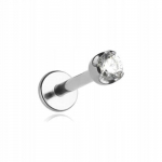 Titano labret auskaras su balta cirkonio akute 1,2/6/4,5 mm