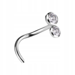 Titano nosies auskaras sidabrinis su baltu cirkoniu 0,8/6,5 mm