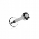 Titano labret auskaras su juodu cirkoniu 1,2/8/2,5 mm