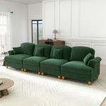 4 vietų sofa i&scaron; &scaron;enilo, žalia 1 vnt.