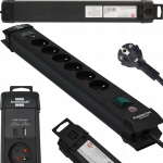 Prailginimo laidas su 6 lizdais, 1x Usb-c, 1x Usb-a, 3m