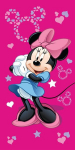 Jerry Fabrics Minnie Mouse rožinis paplūdimio rank&scaron;luostis 70x140 cm &ndash; mink&scaron;tas medvilninis komfortas vaikams