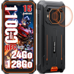 Telefonas T&eacute;l&eacute;phone portable Incassable Blackview BV6200 Plus 6.56" 24Go+128Go Smartphone Android 15 11000mAh NFC - Oranžinė
