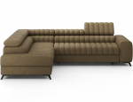 Kanedo moderni kampinė sofa-lova su daiktų laikymo vieta &ndash; smėlio spalvos audinys