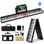 Ne&scaron;iojamas sulankstomas skaitmeninis pianinas, 88 klavi&scaron;ai, juodas, 126 x 21 x 7 cm
