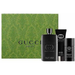 Dovanų rinkinys Gucci Guilty Pour Homme Eau De Parfum 90 ml + du&scaron;o gelis + dezodorantas pie&scaron;tuko formos &ndash; vyrams, medienos aromato, ilgalaikis