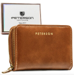 Moteri&scaron;ka ruda ekologi&scaron;kos odos piniginė &bdquo;Peterson&ldquo; su užtrauktuku ir spaude