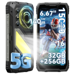 Telefonas 5G Oscal PILOT 5 - 6.67" - Haut-parleur 140dB - Android 16 - 32 GB + 256 GB/SD 2TB - 15000 mAh - Juoda