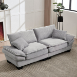 Moderni dvivietė sofa, plati, &scaron;viesiai pilka, svetainė, miegamasis, biuras