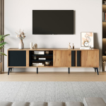 TV spintelė 180 cm ruda su durimis ir atvira lentyna 1 vnt