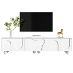 TV spintelė su medinėmis kojomis balta 180 cm 1 vnt