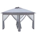 Pavėsinė 3,3x3,3 m, pop-up, LED+USB, Oxford, pilka