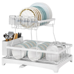 Dviejų auk&scaron;tų indų džiovyklė balta 44x31 cm