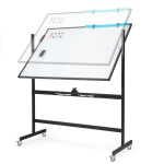 Dviejų pusių mobilus languotas baltas lentos 120x90 cm juodas, Dviejų pusių mobilus languotas baltas lentos 120x90 cm juodas