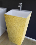 Akmens masės praustuvas su koja Besco Vera/O Glam Gold, 40 x 50 x 85 cm