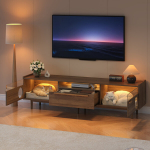 TV spintelė su LED, katų erdve, stiklu, 180x40x50 cm