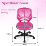 Vaiki&scaron;ka ergonominė tinklinė kėdė su auk&scaron;čio reguliavimu, rožinė, Vaiki&scaron;ka ergonominė tinklinė kėdė su auk&scaron;čio reguliavimu, rožinė