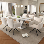 Valgomasis stalas su 6 kėdėmis, 120-160x80 cm, MDF, 2 dėžės