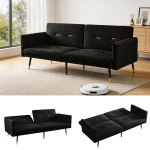 Dvivietė sofa-lova, 5 padėtys, juoda, 1 vnt