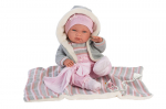 Lėlė kūdikis mergaitė su pleduku Llorens 73858, 38 cm