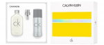 Rinkinys Calvin Klein CK One moterims/vyrams: tualetinis vanduo EDT, 100 ml + pur&scaron;kiamas dezodorantas, 150 ml