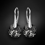 Sidabriniai auskarai moterims DiamondSky &bdquo;Marianne (Silver Night)&ldquo; su Swarovski kristalais