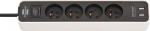 Prailginimo laidas su 4 lizdais ir 2 Usb prievadais, 1.5m, juodas