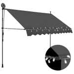 Rankiniu būdu i&scaron;traukiama markizė su LED vidaXL, antracito, 300cm