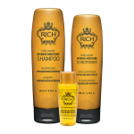 Intensyviai drėkinantis &scaron;ampūnas RICH Intense Moisture Shampoo 250 ml + Intensyviai drėkinantis kondicionierius RICH Intense Moisture Conditioner 200 ml + Daug argano aliejaus sudėtyje turintis plaukų eliksyras Argan Oil Elixir 30 ml
