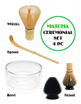 Matcha rinkinys KM4PC. Matcha stiklinis dubuo + bambukinė &scaron;luotelė + &scaron;auk&scaron;telis + &scaron;luotelės laikiklis
