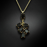 Kaklo papuo&scaron;alas moterims DiamondSky Amber II (Jet) su Preciosa kristalais DS01K267