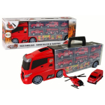 Sunkvežimis su gaisrinės priemonių rinkiniu Lean Toys, raudonas