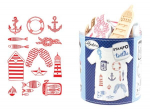 Antspaudų rinkinys Aladine Stampo Textile 13vnt. Navy su juoda pagalvėle antspaudams