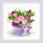 Siuvinėjimo kryželiu rinkinys Tulips Hat Box RIOL2003