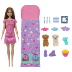Lėlė - Mattel - &Scaron;uniukų miego vakarėlio lėlė - 1 Barbės lėlė - 2 &scaron;uniukai - 10 priedų