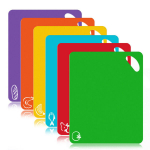 Cutting boards,Extra Thick Flexible Plastic Kitchen Cutting Board Mats Set, Set of 6 Colored Chopping Board With Food Icons & Easy-Grip Handles,