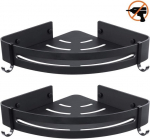 Shower channels,Self-Adhesive Corner Shower Shelf - Aluminum Basket Organizer Without Drilling, Black Matt Finish,