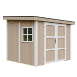 PREMIUM kokybės sodo namelis Timbela - M938B, 5.9 m&sup2; - A231x248x294 cm - Be grindų ir &scaron;oninės sienos - su dažų rinkiniu TERRA BROWN