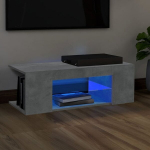 TV spintelė，TV staliukas，Televizoriaus spintelė su LED ap&scaron;vietimu, betono pilka, 90x39x30cm CFE53346