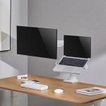 Monitoriaus laikiklis Alterzone Arm Luxe Tvirtas viengubas monitoriaus laikiklis su ne&scaron;iojamojo kompiuterio laikikliu, baltas