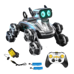 Interaktyvus &scaron;uo robotas, valdomas nuotolinio valdymo pultu ir rankų gestais, sidabrinė spalva