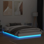 dvivietė lova，suaugusiųjų lova，Lovos rėmas su LED lemputėmis, baltos spalvos, 150x200cm CFE5859390