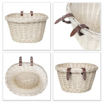 Creative Home baltas pintas dviračio krep&scaron;ys | 36 x 29 x 23 cm (+/- 2 cm) | Rankų darbo pintas krep&scaron;ys | Priekinis krep&scaron;ys su lengvu tvirtinimu dirželiais | Pirkinių krep&scaron;ys