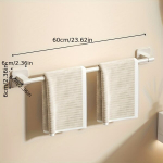 Sieninis rank&scaron;luosčių laikiklis be gręžimo, baltas, Balta 60cm
