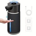 Didelis 420ml Bekontaktis Putų Muilo Dozatorius su LED Ekranu, Juodas vertikalaus lango skystas modelis