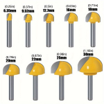 Apvalaus dugno frezavimo antgaliai medienai, 6mm kotas, 9 vnt 6 mm kotas