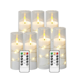 LED žvakės su &scaron;vieselių girlianda,  Balta (D5,84 cm x A12,7 cm12,7 cm15,24 cm15,24 cm17,78 cm17,78 cm17,78 cm)