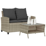 Dvivietė sodo sofa su pagalvėlėmis ir staliuku, &scaron;viesiai pilka