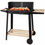 Didelis anglinis grilis bbq su reguliuojamomis grotelėmis, lentynomis ir ratukais, ne&scaron;iojamas